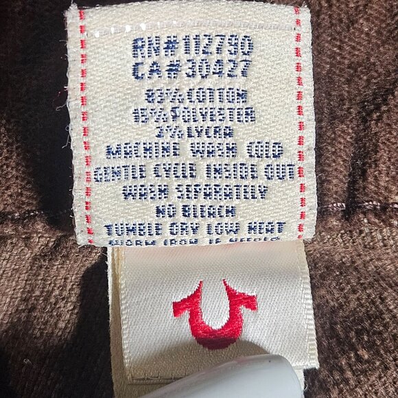 True Religion Wn Corduroy Pant Trendy Brown 32 Gorpcore Fall Espresso Monochrome - Picture 8 of 16